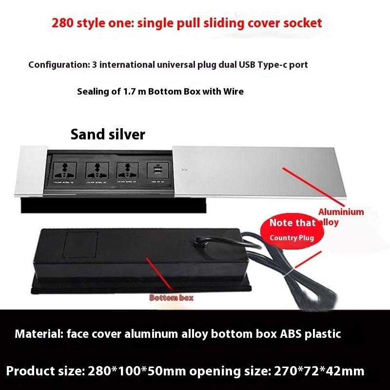3 Holes 5 Holes Island Table Side Sliding Socket Hidden Type Multifunctional Upgraded Embedded Type Conference Desktop Socket