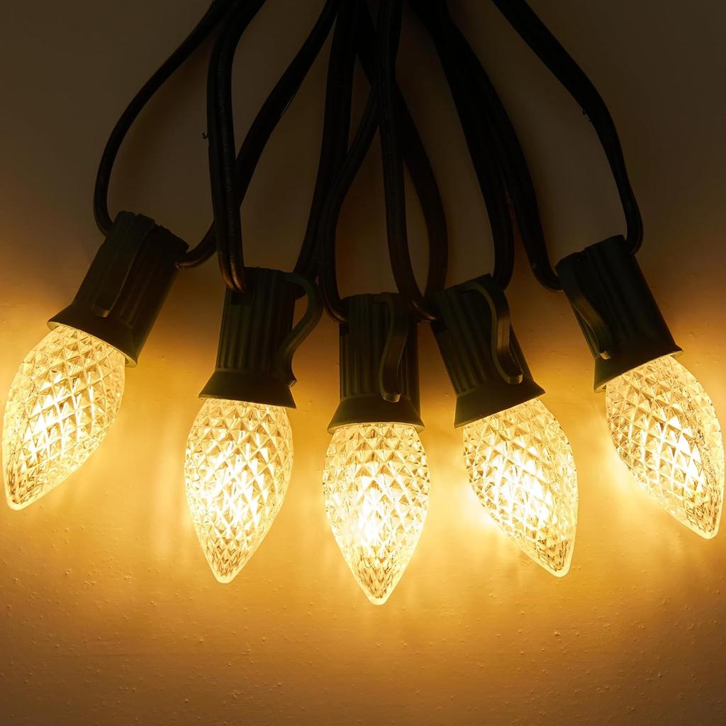 25 Pack C7 Led Replacement Christmas Light Bulb, C7 Shatterproof Led Bulbs for Christmas String Lights, E12 Candelabra Base, Commercial Grade
