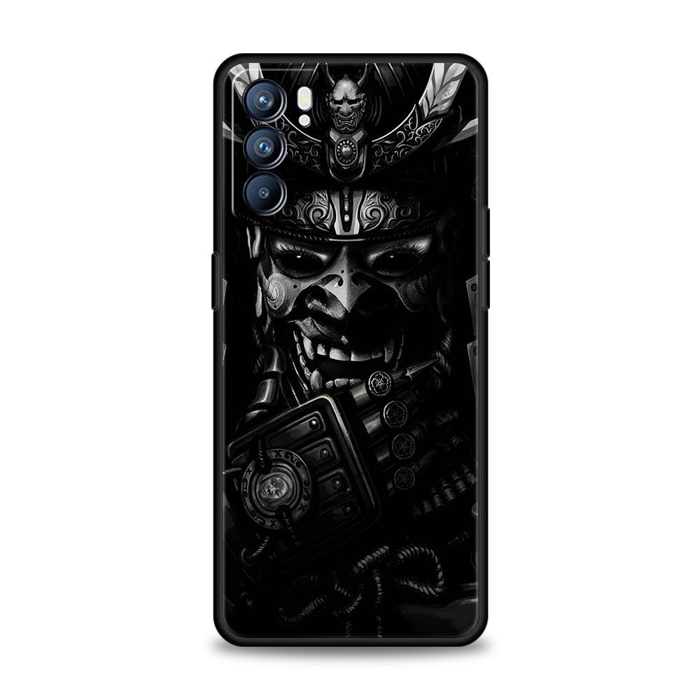 Samurai Hannya Mask Ghost Case For Oppo Reno13 Reno12 Reno11 F Reno10 Pro A54 5G Find X5 A53 A52 A9 A17 4G A79 A80 A98 Cover