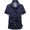 Summer Fashion Cotton Casual Shirts Men Loose Shirts Short Sleeve Turn-down Collar Military Style Male Tops