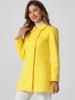Allegra K Women's Double-Breasted Trench Coat with Round Collar, Long Sleeves, and Cold Weather Protection for Fall and Winter, Yellow, Size S