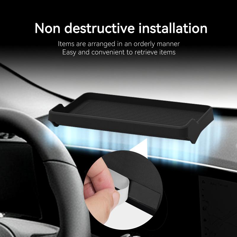 For Hyundai Kona 2025 Silicone Behind Screen ETC Tissue Storage Box Car Dashboard Organizer Interior Accessories