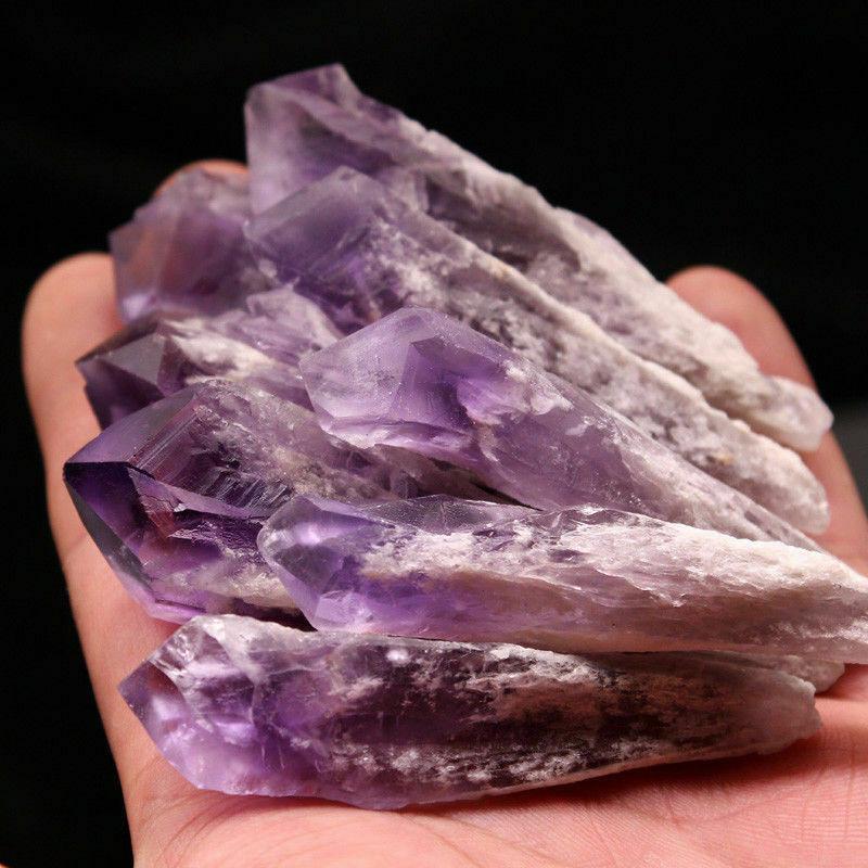 Natural Quartz Amethyst Crystal Wand Point Specimen Healing Home Gift Decor