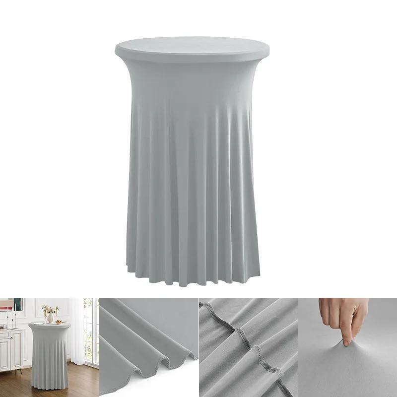 Height Stretch Round Tablecloth Commercial Conference Cocktail Bar Table Cover Hotel Wedding Party Skirt Elastic Table Cloth