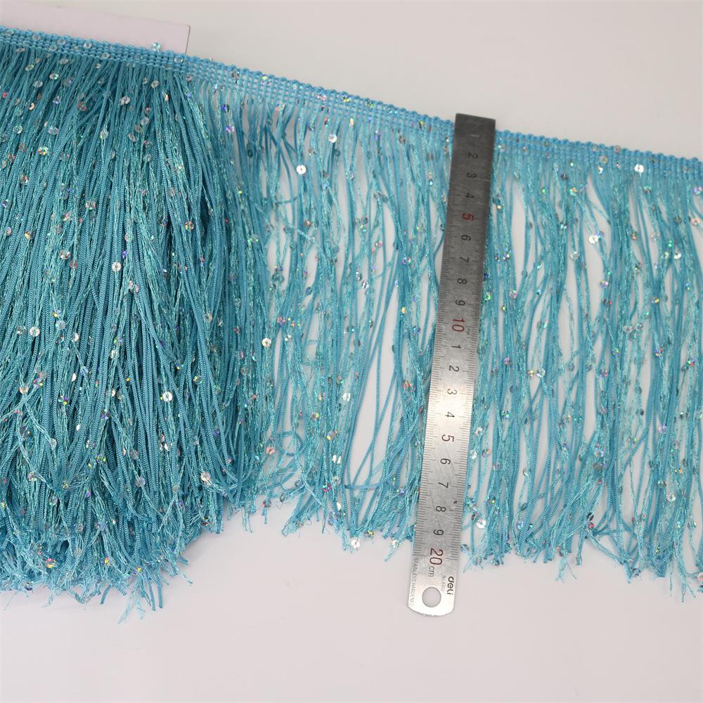20Cm Wide Sequin Double-Wire Encrypted Nylon Row Beard Fringed Lace Latin Dance Clothing Accessories