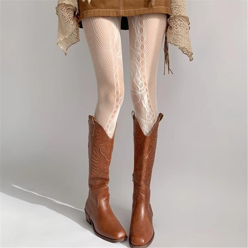 Women Sexy Lace Patterned Tights Floral Fishnet Stockings Pantyhose Patterned Leggings Net Pantyhose for Party Club