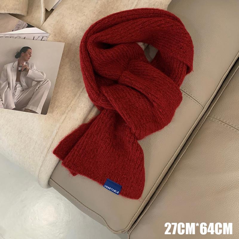 Cross Short Scarf For Women Winter Warm Wool Knitted Scarf Student Korean Style Couple Style All-Match