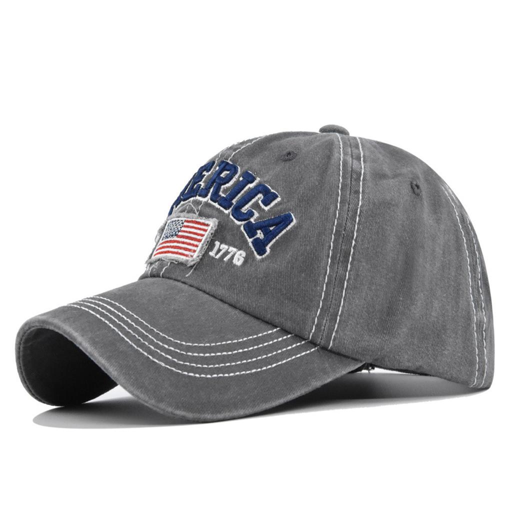 Washed Cotton Vintage American Flag Embroidery Baseball Hat for Women and Wen Fashion Daily Versatile Hip Hop Hat Casquette