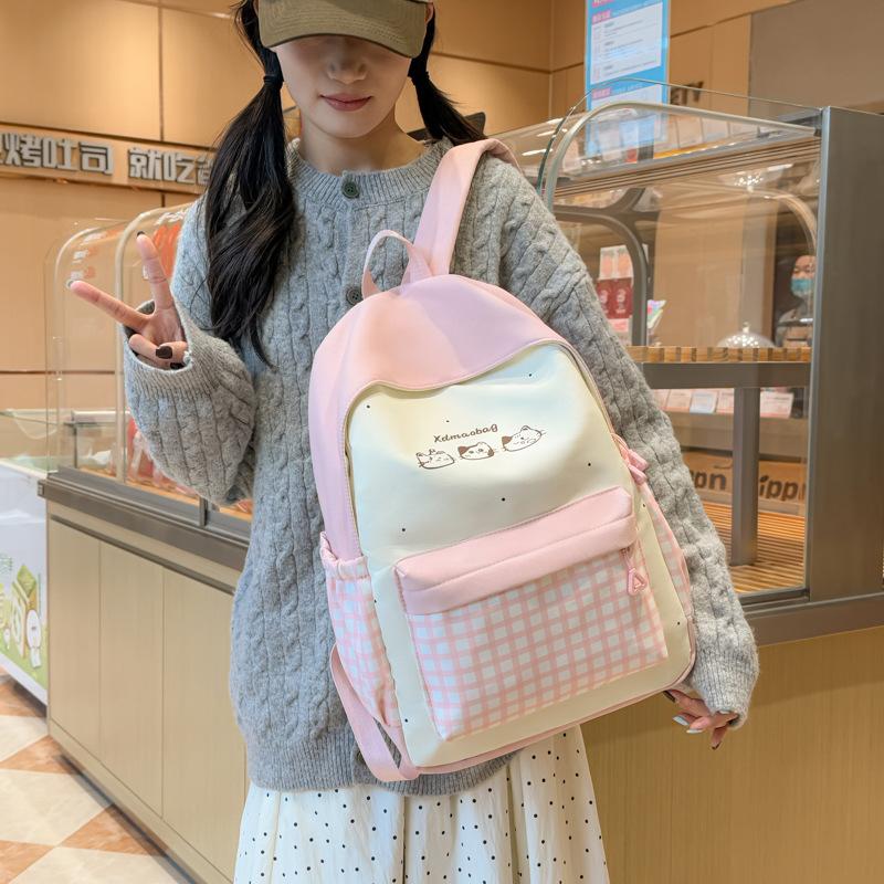 Schoolbag Lightweight Plaid Backpack Female Japanese ins Niche Junior High School Student School Bag Versatile Fashion Korean version ins Backpack