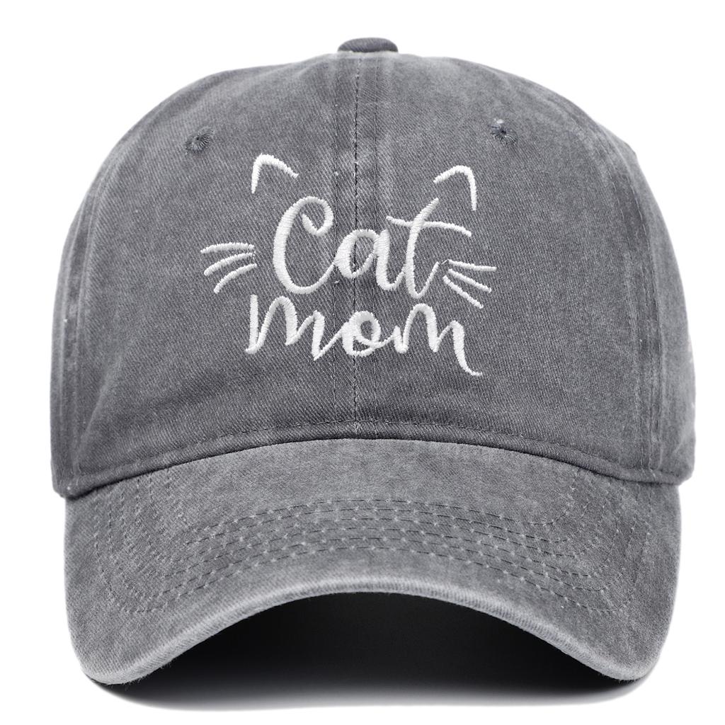 Katzen Mama Vintage Gewaschene Baseballkappe, Niedliche Katzenmotiv Verstellbare Dad Hat, Lässiger Sonnenhut für Katzenliebhaber Frauen Männer
