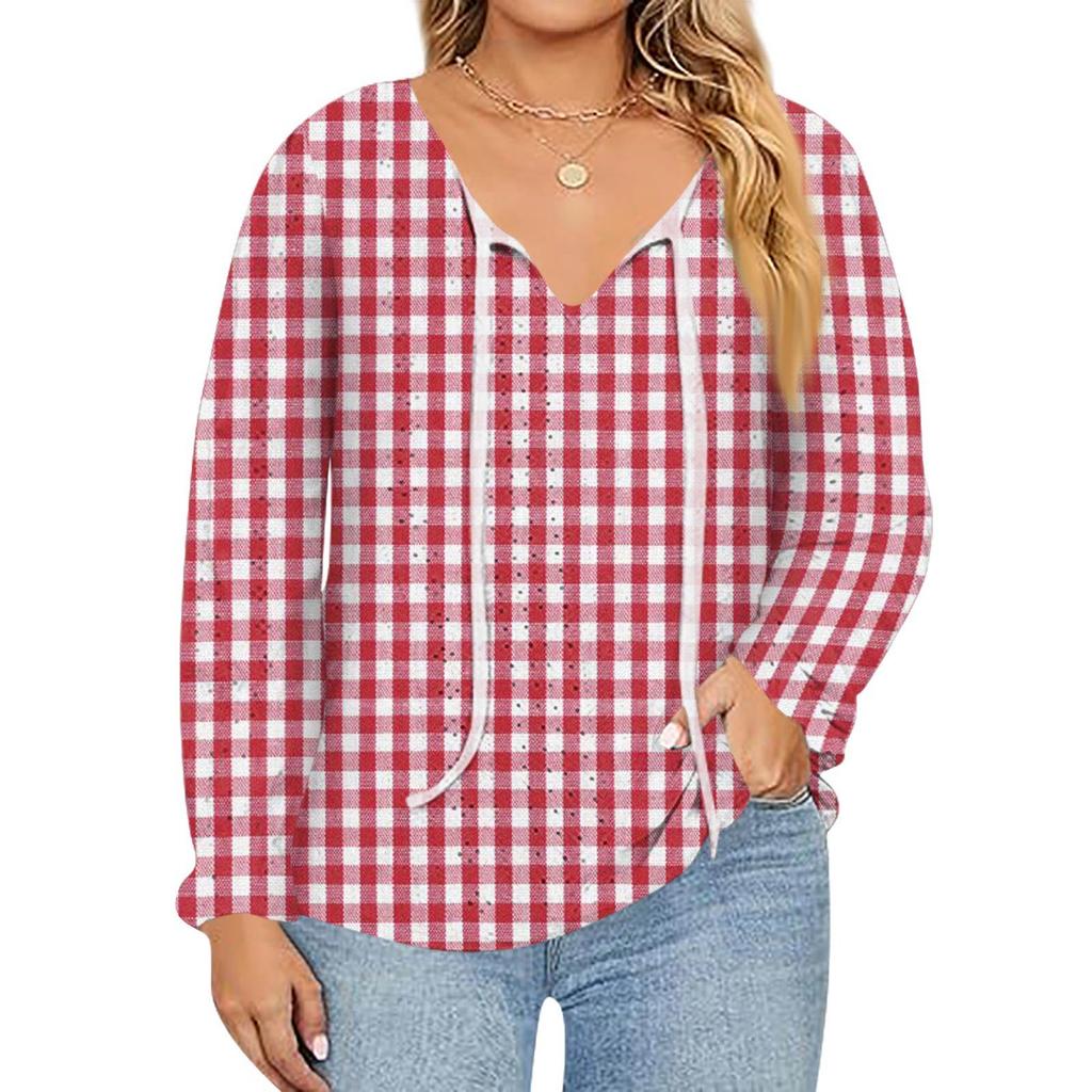 Women's Fashion Printed Casual V-Neck Long Sleeve Top