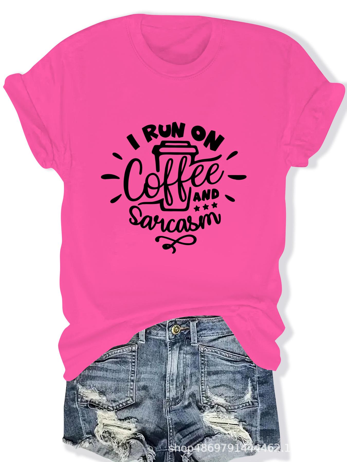 

Women s Cross-Border Round Neck Fashion T-Shirt M розы красного