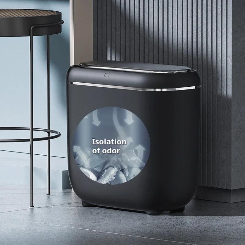 14L Smart Sensor Trash Can Flip-top Sorting Garbage Storage Box Household Wastebasket Kitchen Bathroom Bedroom Waste Collector