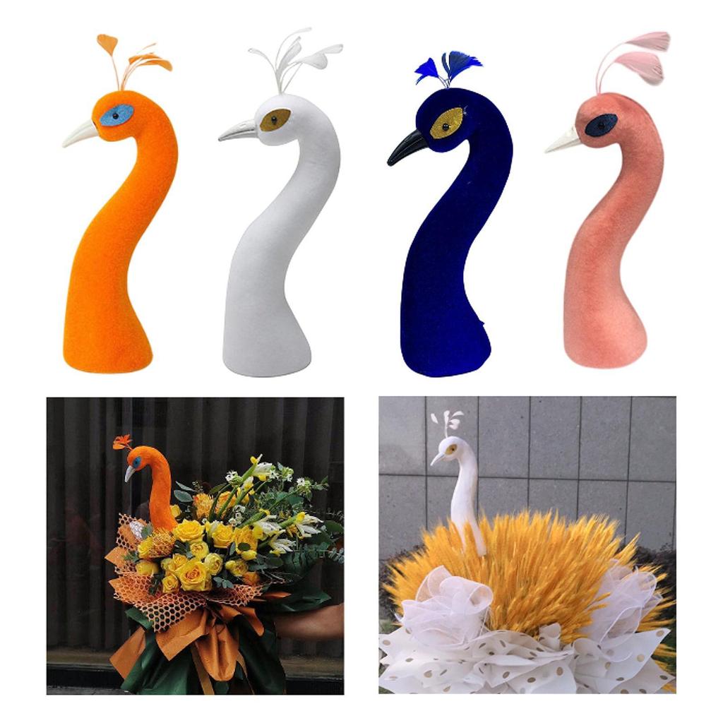 Peacock Mannequin Head Floral Arrangement Decor Flower Basket Ornament Home