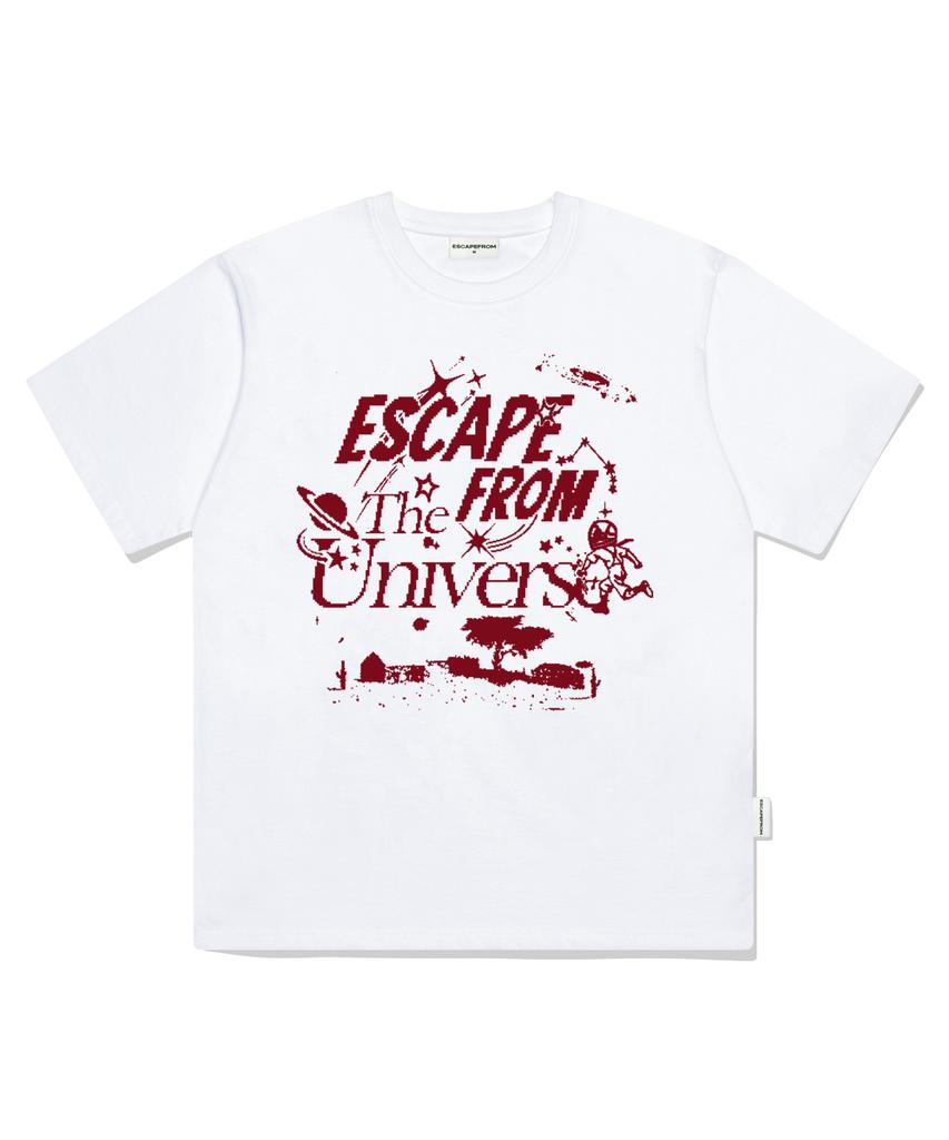 ESCAPEFROM Red The Universe Print Oversized Short Sleeve T-Shirt White