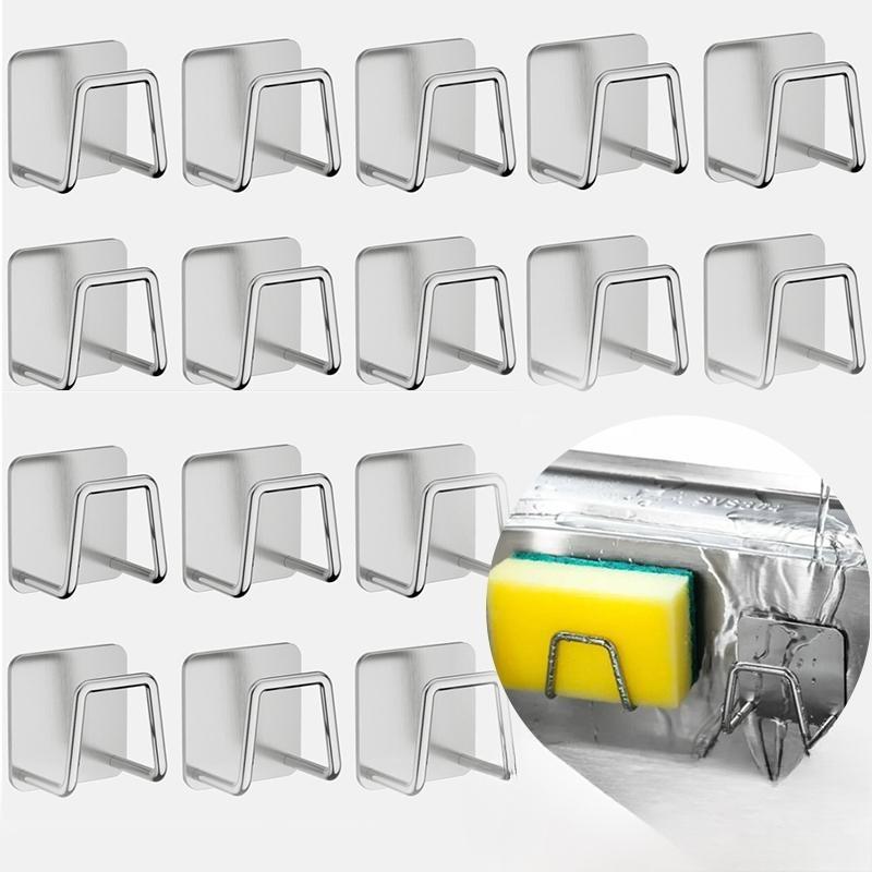 

40 шт. держатель для кухонных губок из нержавеющей стали для мойки, губки для сушки, самоклеящийся держатель для хранения, настенные крючки, кухонный органайзер 2PCS