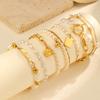 Vnox Gold Plated Bead Pearl Chain Bracelet For Women, Charm Multilayer Wristband, Stainless Steel Waterproof Jewelry