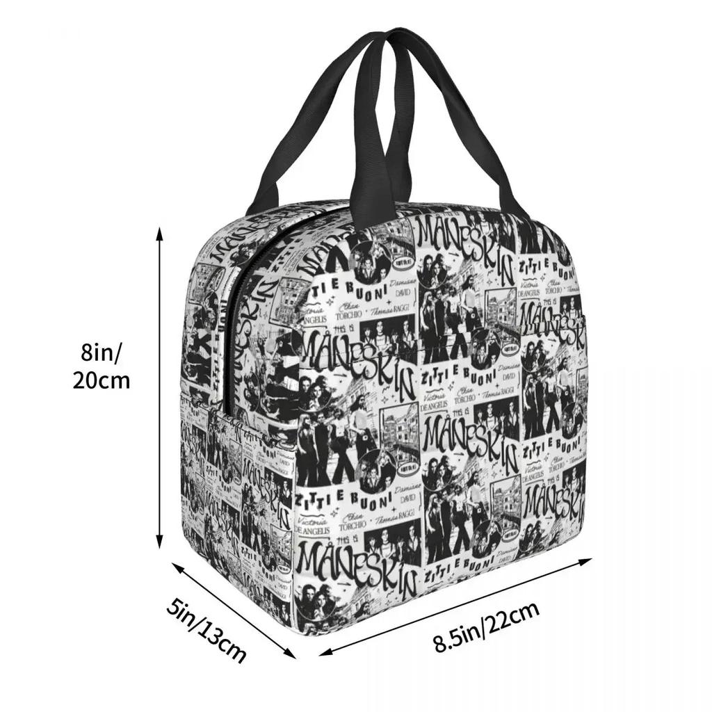 Maneskin Band Rock Musical Insulated Lunch Bag for Women Kids Leakproof Food Boxes Thermal Lunch Box Tote