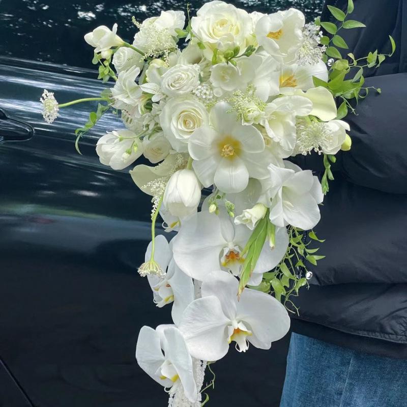 Mori-Style Garden Wedding Photography with French, Korean, and Waterfall Elements