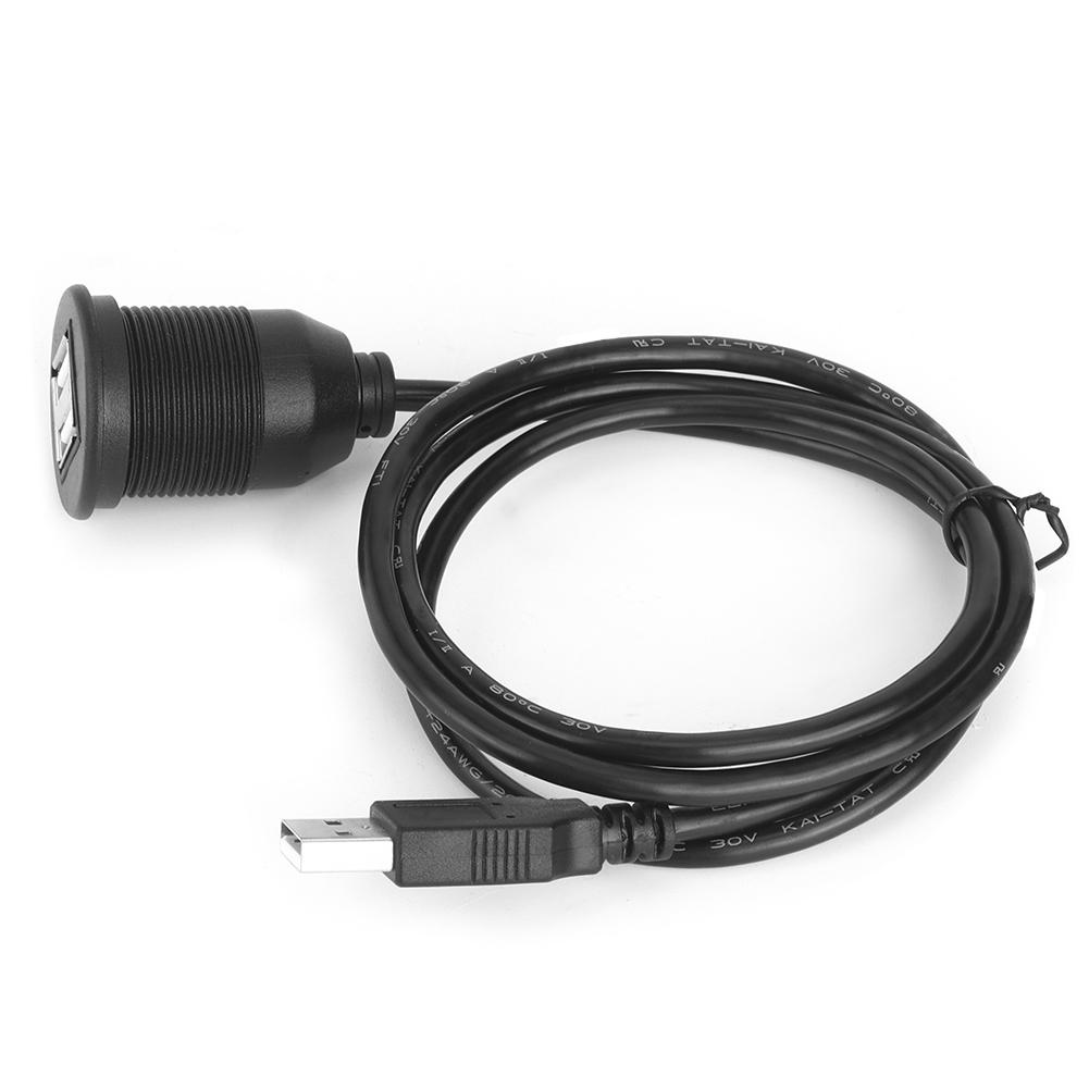 USB2.0 1 Male to 2 Female Data Cable Waterproof Dashboard Adapter Line for Car Motorcycle