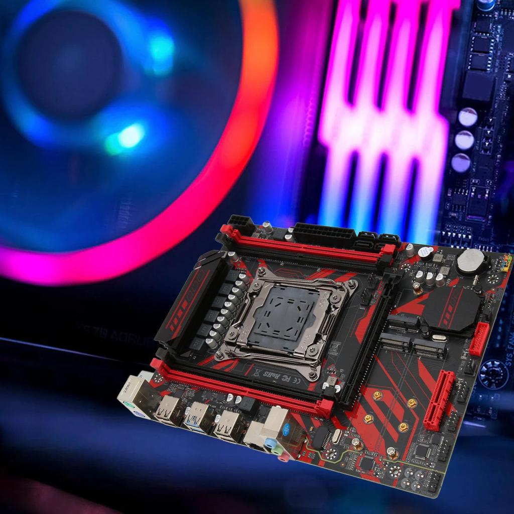 X99 LGA 2011 V3 Motherboard, Micro ATX Motherboard with RTL8111G Gigabit LAN Card, for Xeon E5 V3 V4, 4-Channel DDR4, PCIe 3.0, Dual M.2 Slots