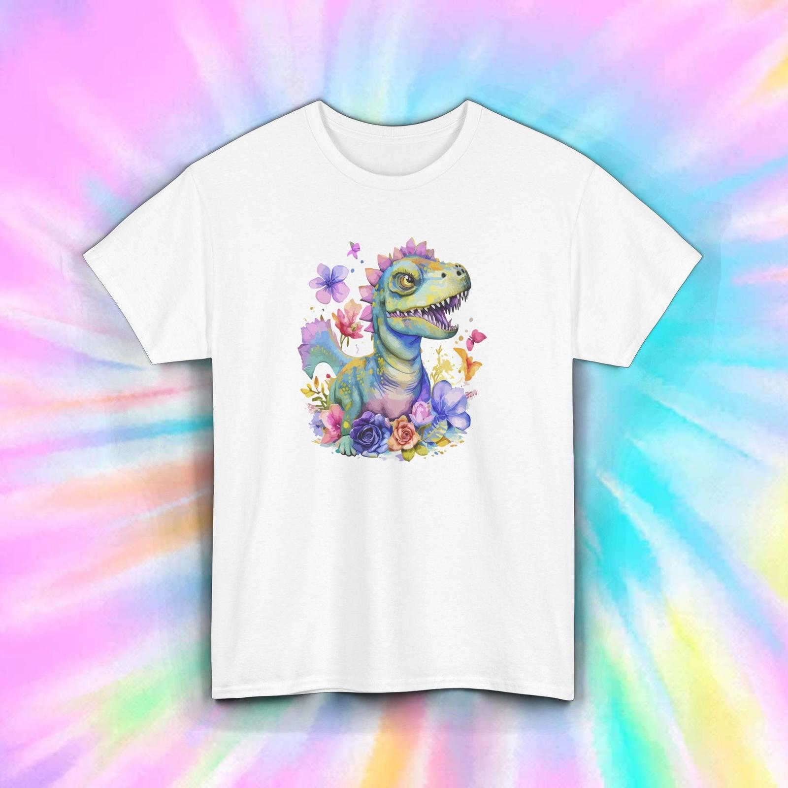 Cute Dinosaur Shirt Floral Raptor Watercolor Jurassic Prehistoric Art S-5XL XL