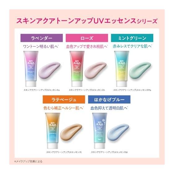 SKIN AQUA Tone Up UV Essence Mint Green 80g (Improved Transparency Color Control UV Sunscreen SPF50+ PA++++ Makeup Base)