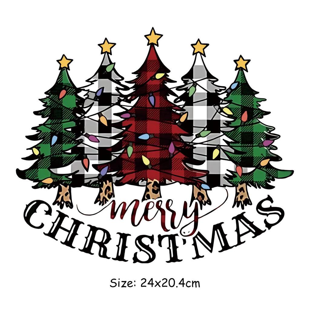 Thermal Transfers Merry Christmas Clothes Stickers Diy Parches Ropa Hoodies T-Shirt Heat Press Appliqued Appliques Stickers