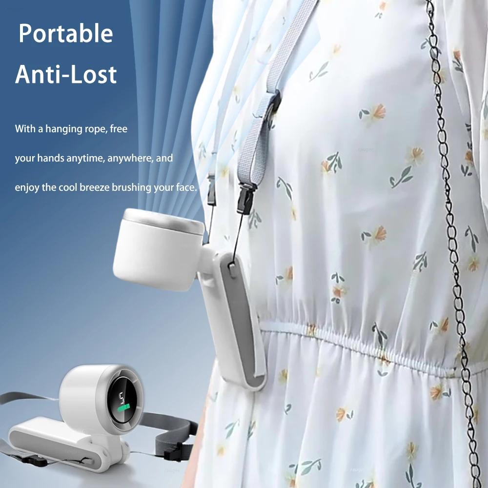 Portable Turbo Fan Mini Hanging Neck Fan USB Rechargeable Handheld Fan 3600mAh Foldable Mini Neck Fan Portable Small Turbo Fan
