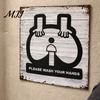 Bathroom Reminder Sign Please Wash Your Hands Metal Sign, Waterproof Rust-Proof Retro Vintage Plaque Wall Decor, Distressed Art Ornaments for Home And