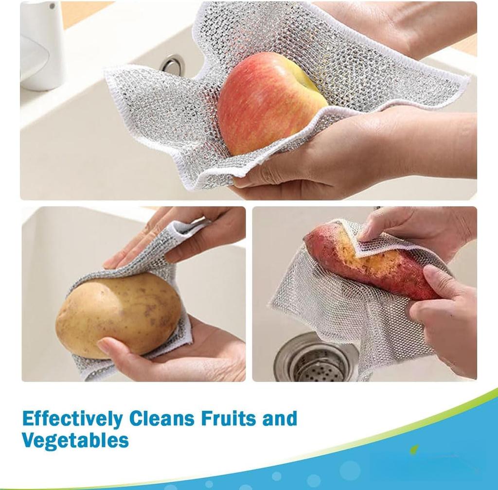 Multipurpose Wire Dishwashing Rag for Wet and Dry, Multipurpose Cleaning Pads, Steel Scrubber Non Scratch Wire Dishcloths for Cookware, Sinks, Dishes