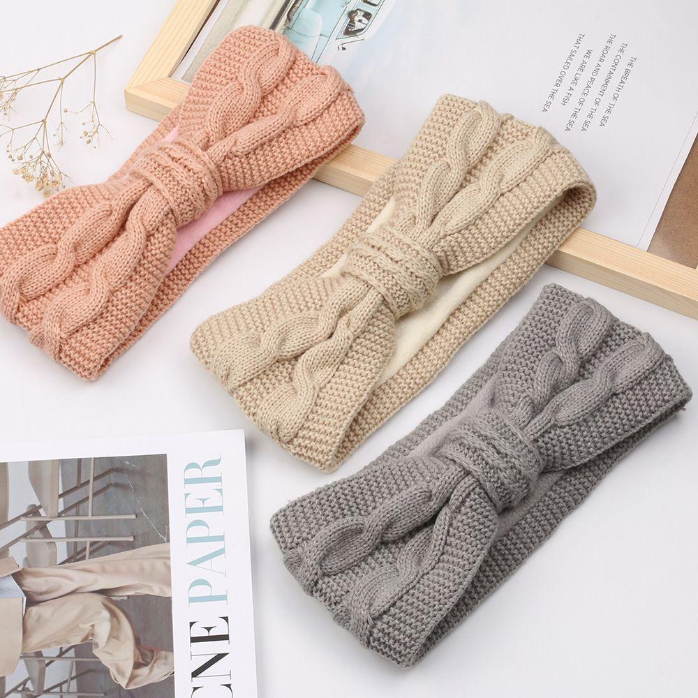 Mode Winter Warm Elastizität Strickturban Breitkrempige Stirnbänder Kopfbedeckung Wärme Ohrenschützer