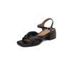 Fashion Genuine Leather Women Sandals 2025 Summer Shoes for Women Casual Gladiator Women Shoes Vintage Sheepskin Chunky Heel Sandals