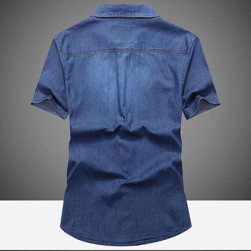 Men's Short Sleeve Casual Denim Shirt 