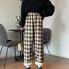 Women's Winter Casual Cashmere Plaid Slim Pants Female Plush Thickened Versatile Loose High Waist Wide Leg Pants