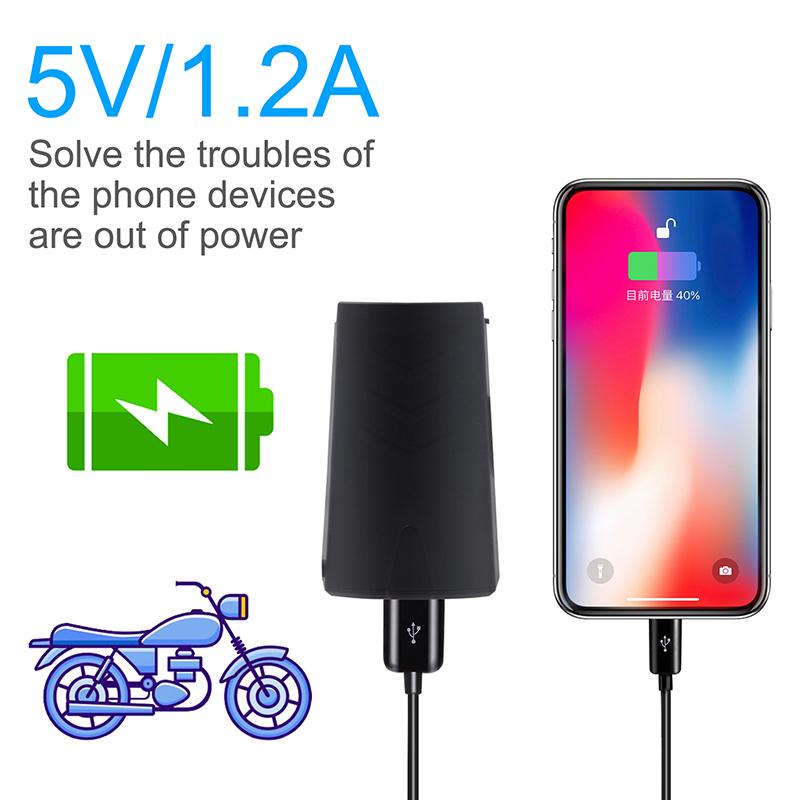 Motocyklová řídítka nabíječka mobilního telefonu jeden USB 12V vodotěsná zásuvka napájení příslušenství pro úpravu zpětného zrcátka