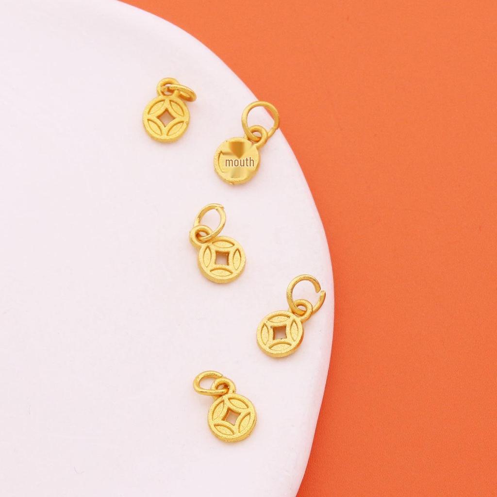 Matte Gold DIY Five Emperors Copper Coins Jewelry: God of Wealth Bracelet, Necklace, and Pendant Accessories