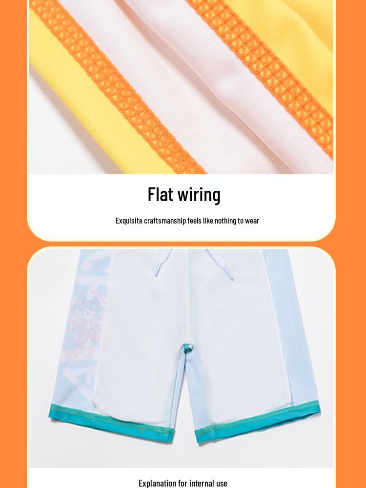 Nezha Boys' Cartoon Swimwear 3-Piece Set: Long Sleeve, Shorts, Seaside Style