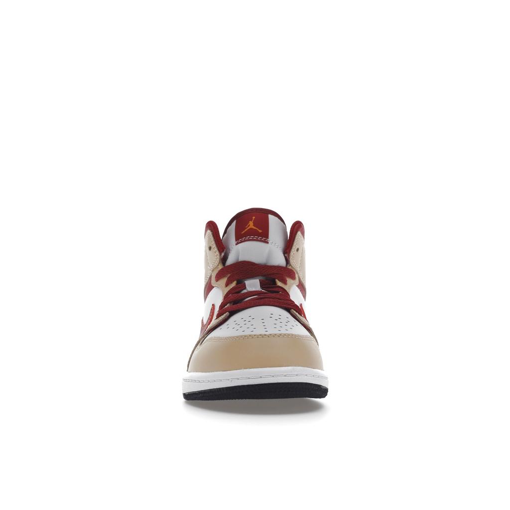 Jordan 1 Mid PS Beige Red Kids Sneakers 640734-201