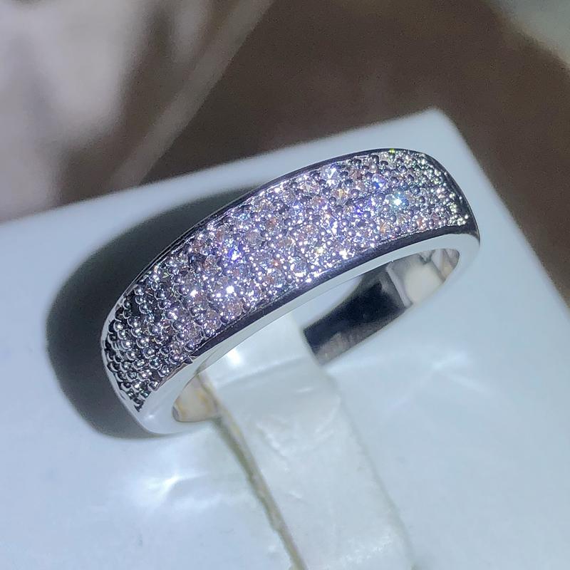 Sparkling White Zirconia Full Diamond Ring Ladies 925 Stamp New Fashion Party Wedding Jewelry Gifts For Men And Women