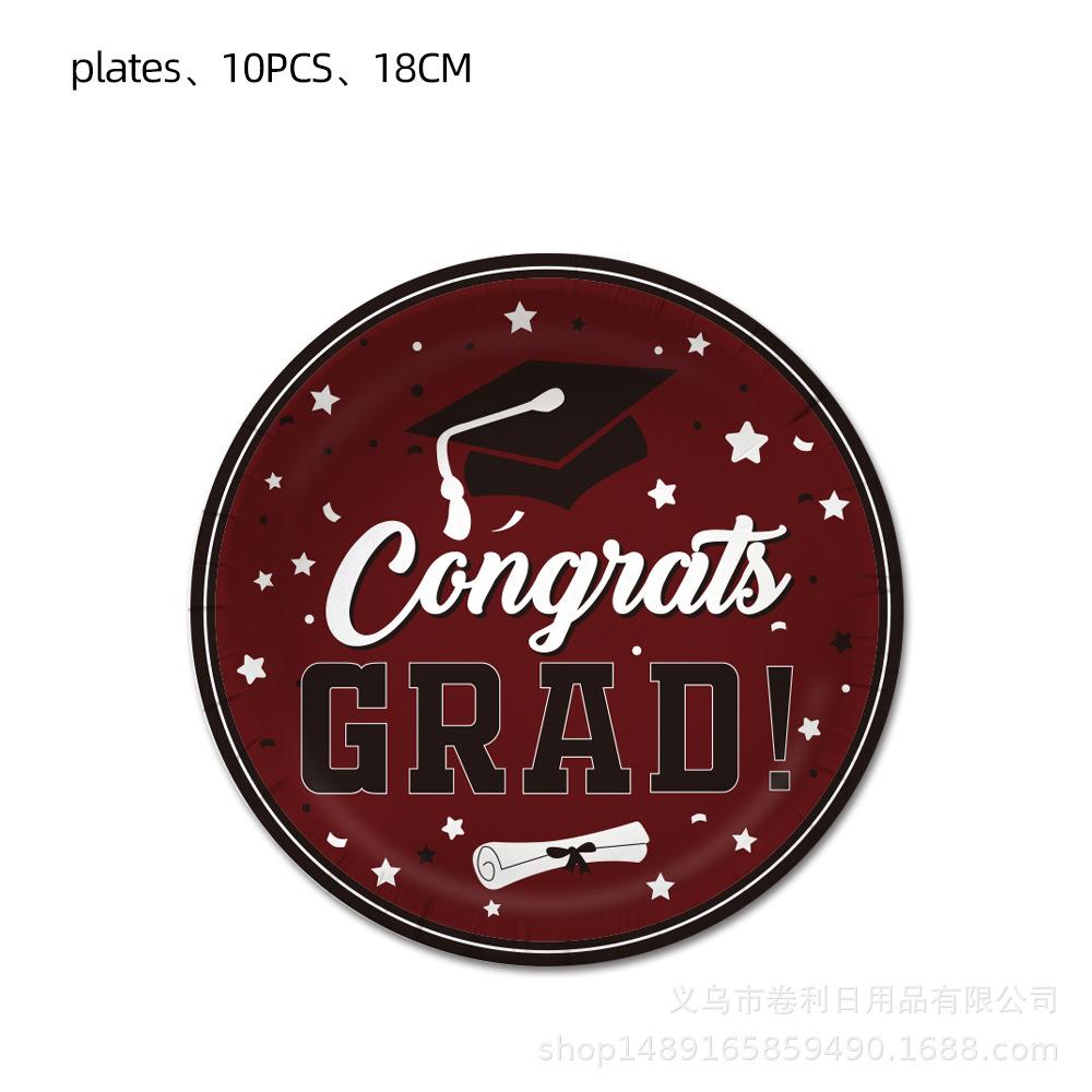 Red And Black Graduation Season Party Supplies Graduation Season Party Decoration Banner Flag Photo Props Party Tableware