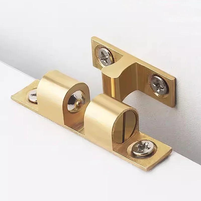 1pc Furniture Door Ball Latch Brass Double Roller Spring Ball Catch Latches Cabinet Closet Door Adjustable Tension Latch