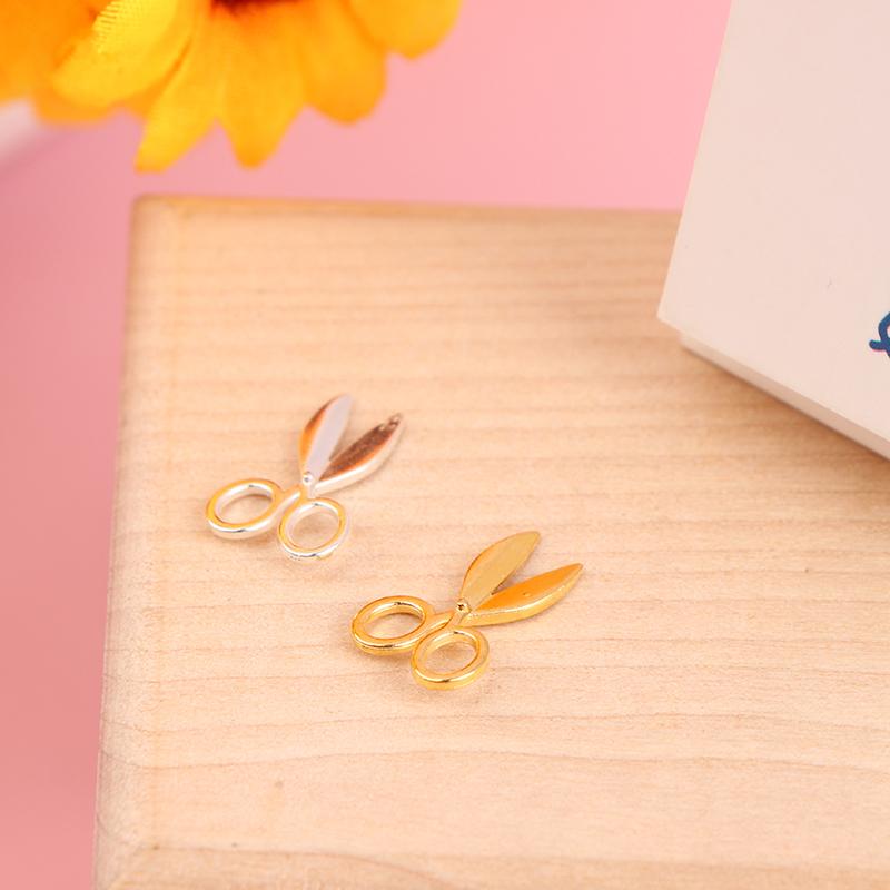 2Pcs 1:12 Dollhouse Mini Metal Scissors Model Silver/Gold House Furniture Decor