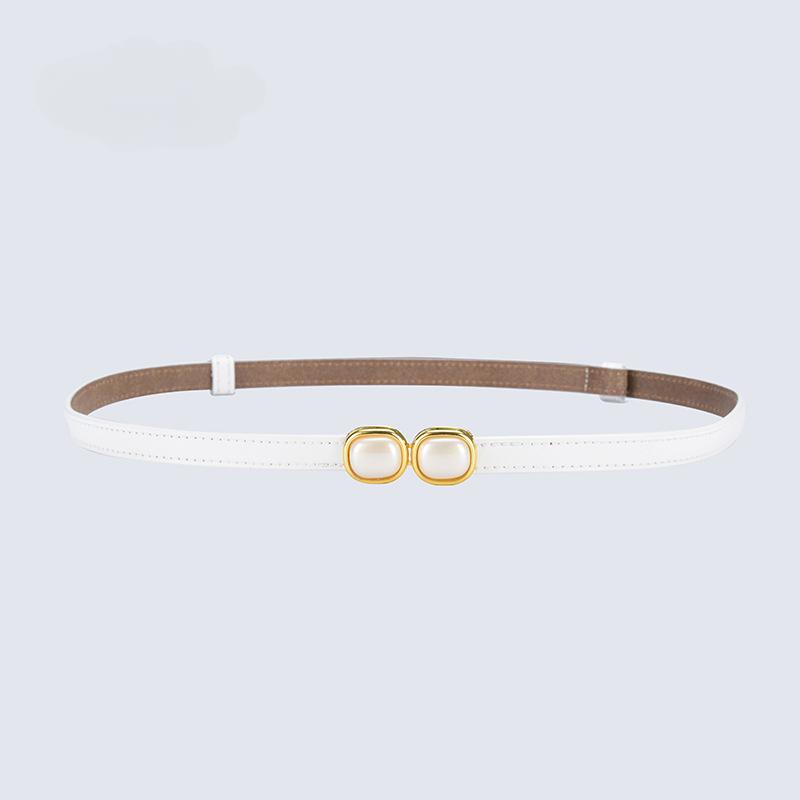 Adjustable Thin Belts with Pearl Accessories for Womens Skinny Belts for Dresses Womens Belts for Jeans