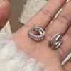 2Pcs Stainless Steel Crystal Zirconia Hoop Earrings for Women Girls Trendy Circle Punk Ear Loops Party Jewelry Gifts