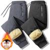 Men's Plus Size Velvet-Lined Cotton Pants - Warm Casual Lambswool Trousers for Middle-Aged & Elderly, Suitable for Autumn/Winter.
