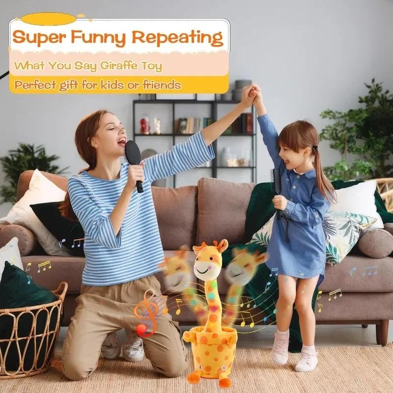 Dancing and Talking Giraffe Toy Repeats What You Say Plush Animal Baby Toy Volume Adjustment Swing Dancing Giraffe Plush Toy