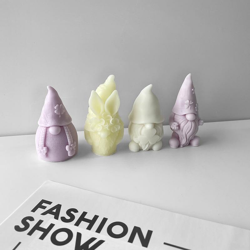 Weihnachten 3D Zwerg Silikon Kerzenformen DIY Glücksklee Älterer Aromath Wachsform Gipsstatue Harzgusswerkzeuge Heimgeschenke
