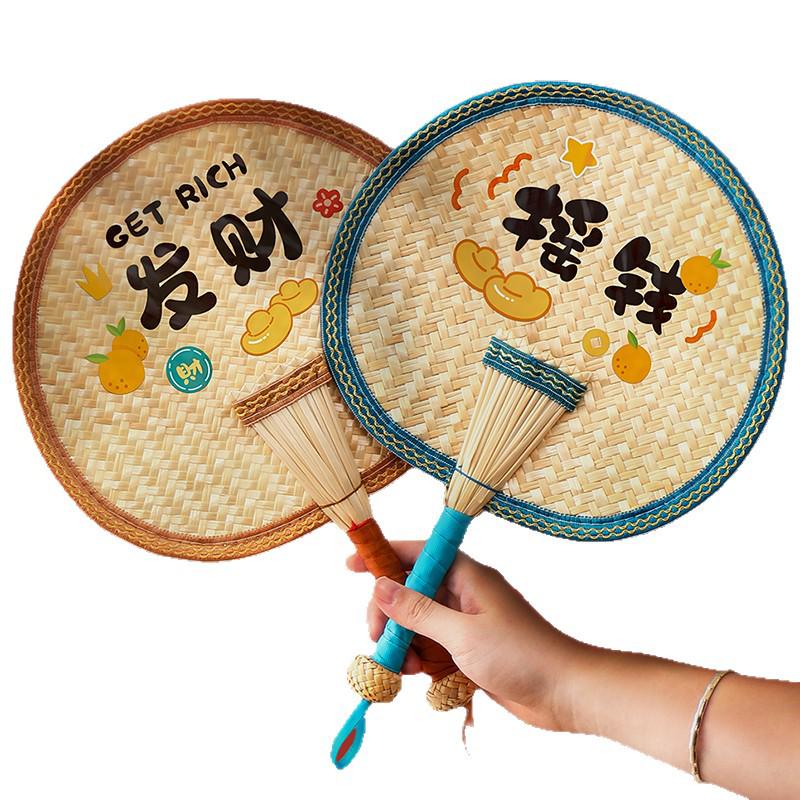 Large Durable Handmade Wheat Straw Palm Fan for Summer
