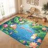Floral Garden Theme Crystal Velvet Floor Rug Personalized Custom Name Text Warm Carpet Home Decoration